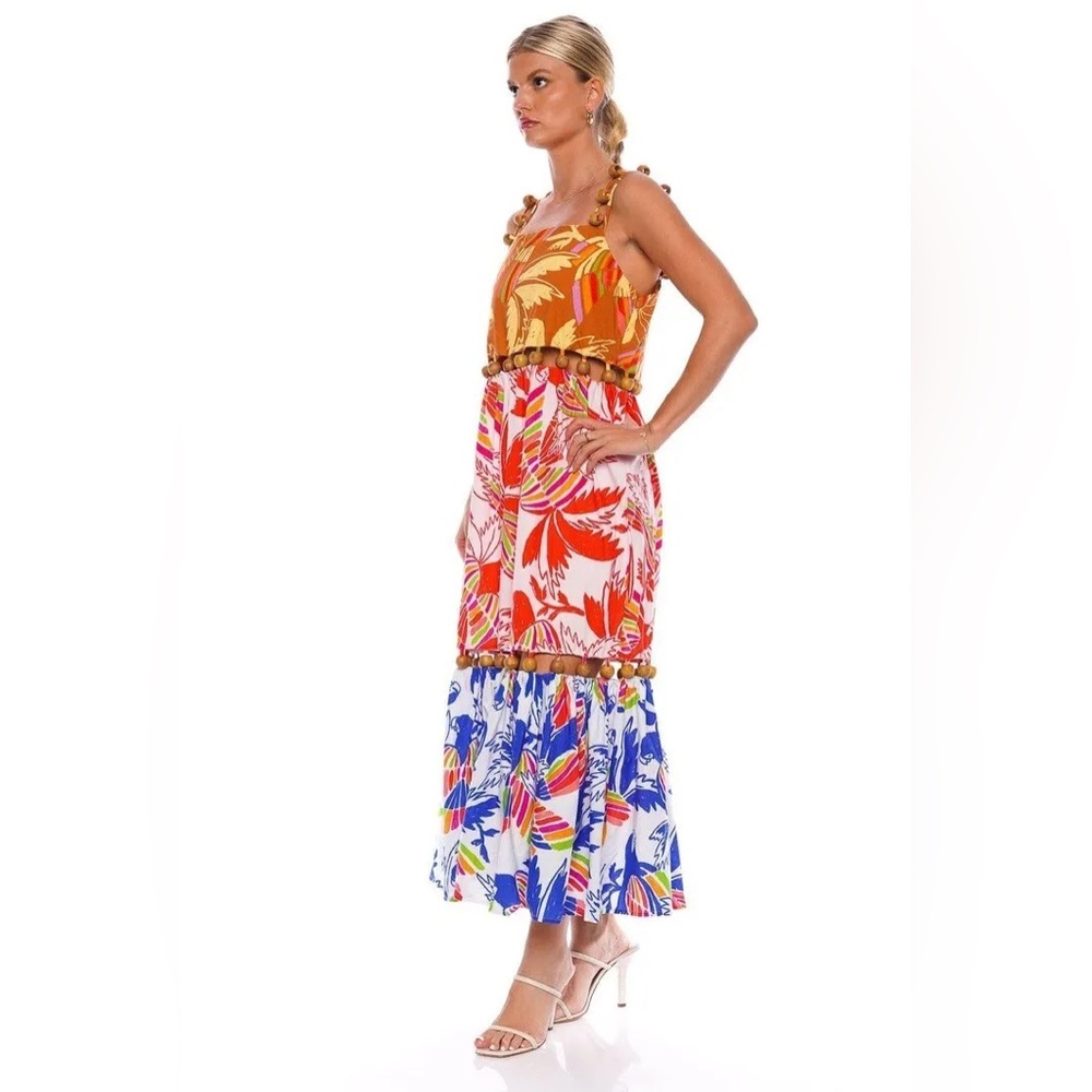 Farm Rio NWT Birds & Beads Maxi Dress - Picture 5 of 14